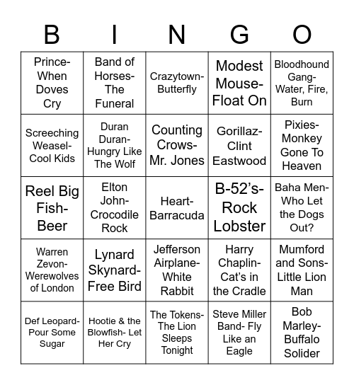 Total-Quiz.com Presents Radio Bingo: Animal Kingdom Bingo Card