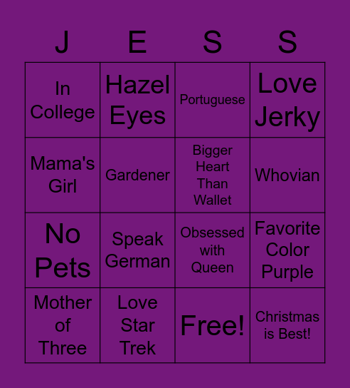 Get To Know Me Bingo Card