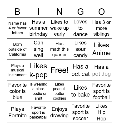 People Bingo Card