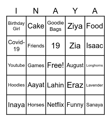 Bingo Time! Bingo Card