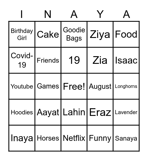 Bingo Time! Bingo Card