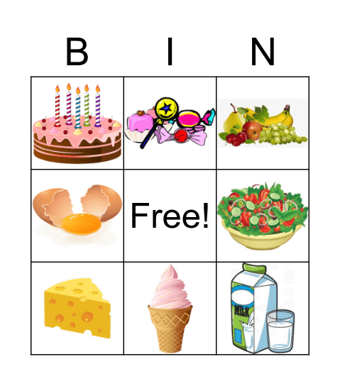 Food Bingo Card