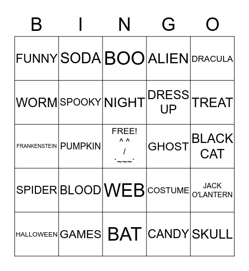 Halloween Bingo!! Bingo Card