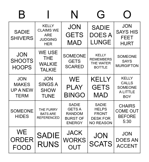 WEDNESDAY NIGHT Bingo Card