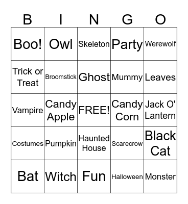 Halloween Bingo Card