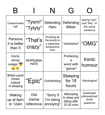 we playin bingo lads Bingo Card