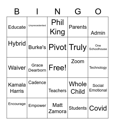 Opening Meetings Bingo Card
