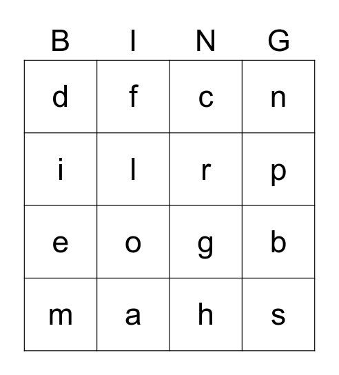 Alphabet Bingo Card