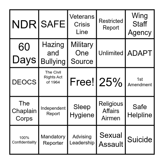 CARE Team Bingo Card