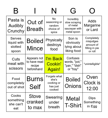 Kay's Cooking Bingo! Bingo Card