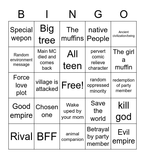 JRPG Bingo Card