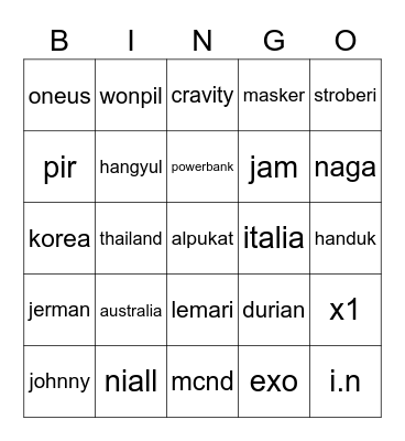 punya dablex Bingo Card