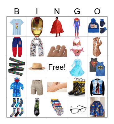 Clothes Bingo Card