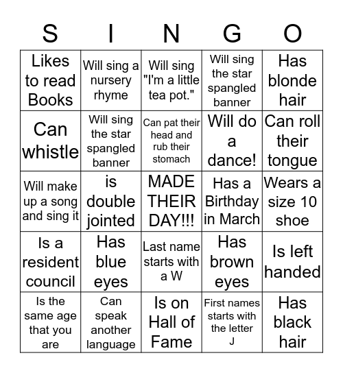 Find Someone who... Bingo Card