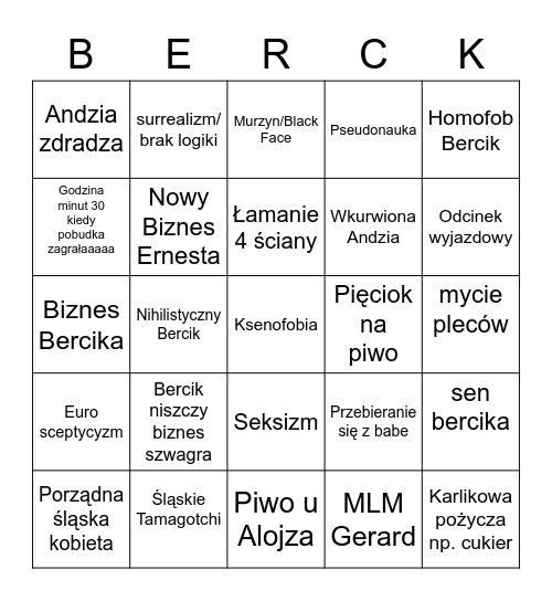 Święta Wojna Bingo Card