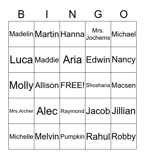 Happy Fall Bingo Card