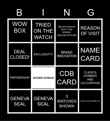RDU: MYSTERY SHOPPER BINGO Card
