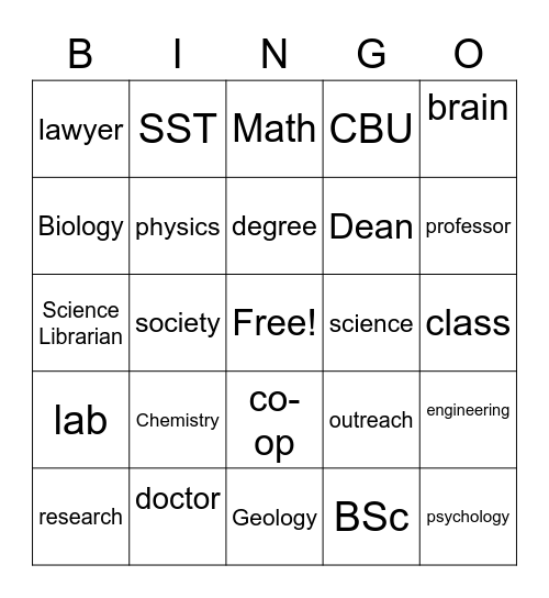 SST Orientation 2020 Bingo Card