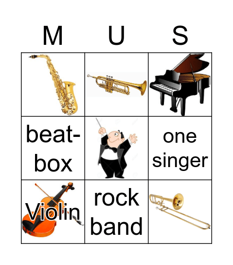 "MUSIC" Bingo Card