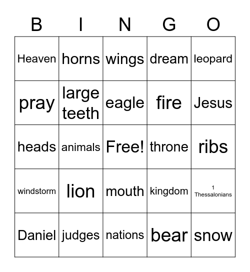 Daniel's Dream Bingo Card