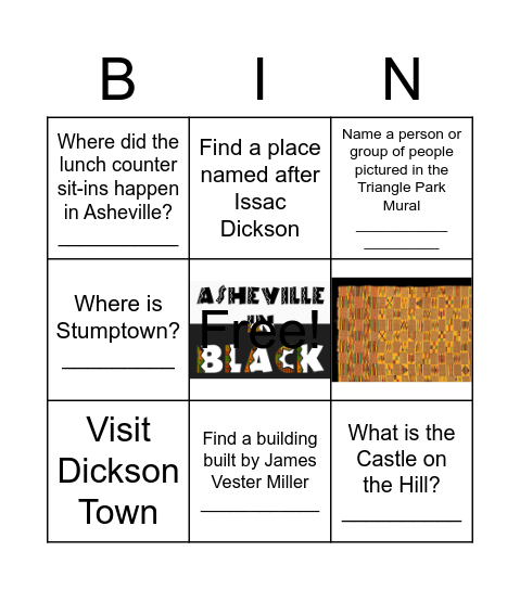 Asheville Black History Bingo Card