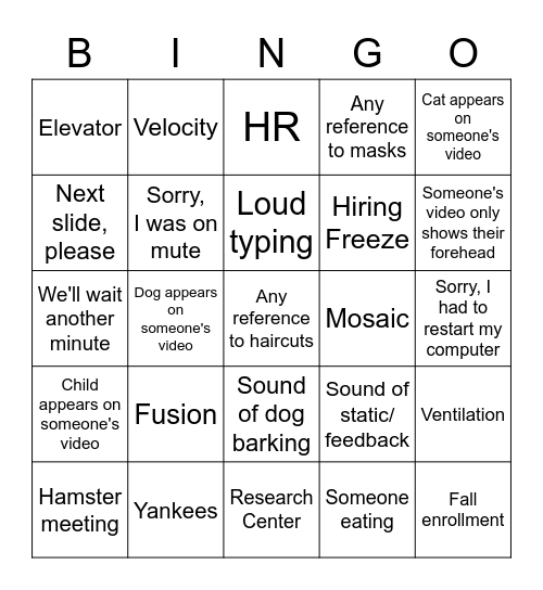 Webex Bingo Card