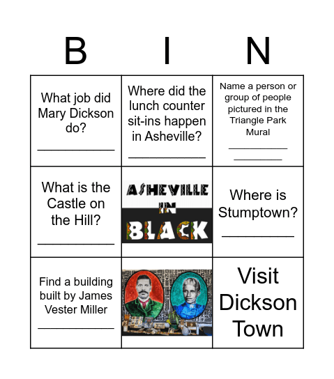 Asheville Black History Bingo Card