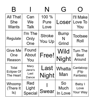 1994 Hits Bingo Card