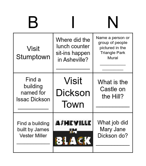 Asheville Black History Bingo Card