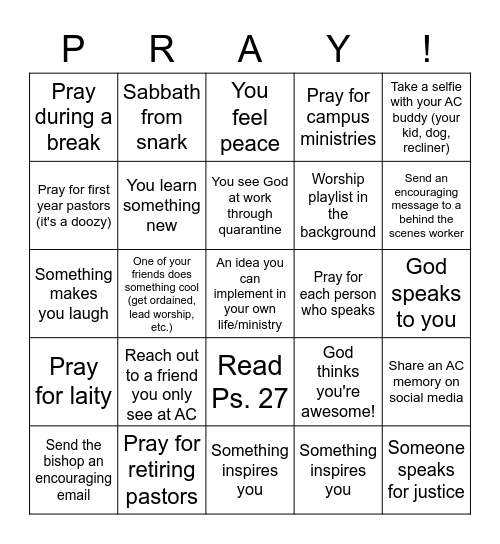 UMC AC 2020 Bingo Card