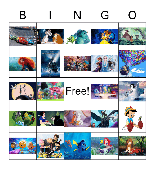 Cartoon Movies Bingo Card