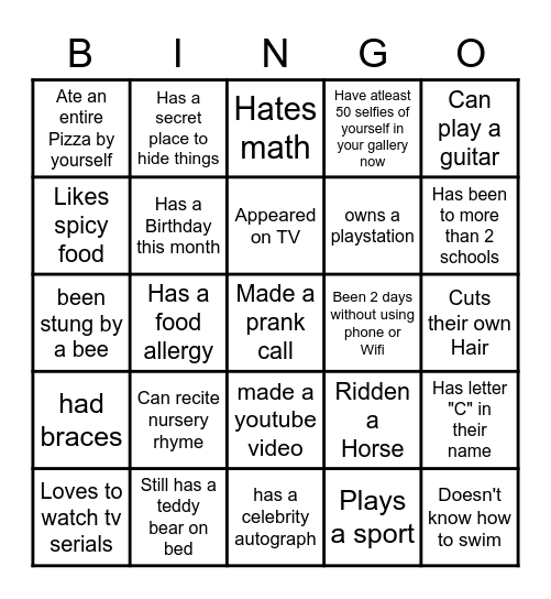 Stay or Bin-Go ? Bingo Card