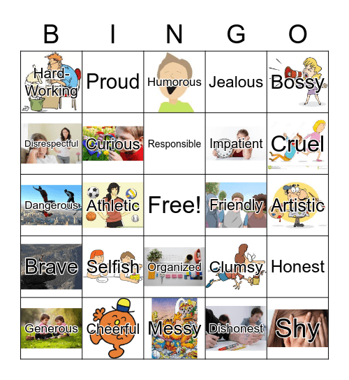 Character Trait Bingo Card