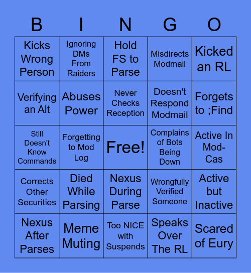 Security/Officer/+ Bingo Card