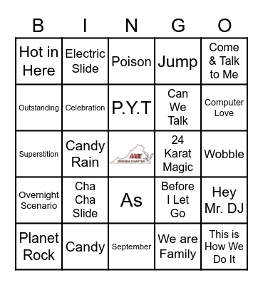 AABE VA CHAPTER MUSICAL BINGO Card