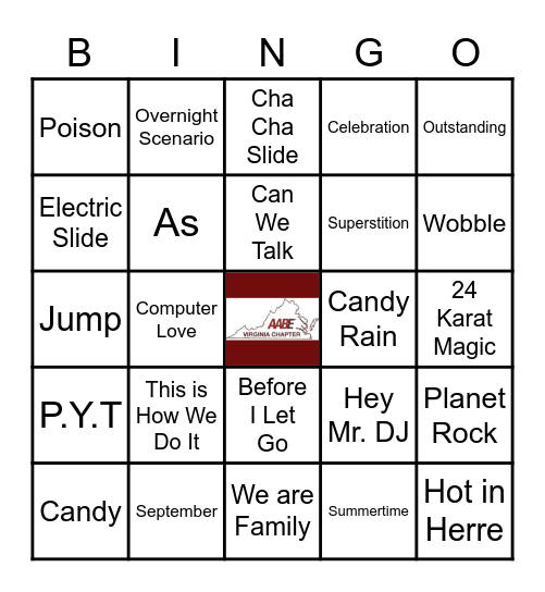 AABE VA CHAPTER MUSICAL Bingo Card