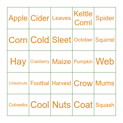 SEPETEMBER Bingo Card