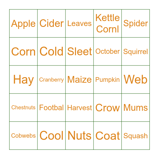 SEPETEMBER Bingo Card