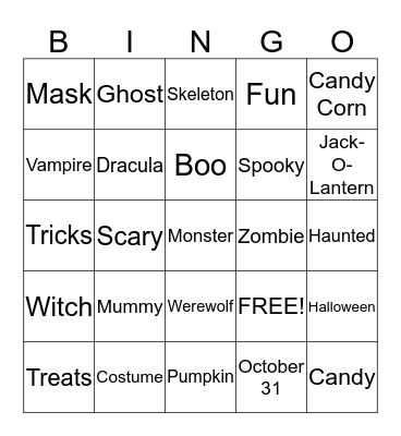 Halloween Bingo Card