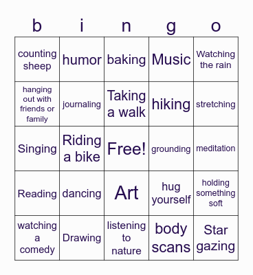 coping skills bingo Card