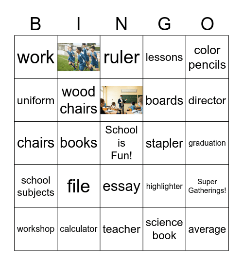 8th A Back to School Bingo Card