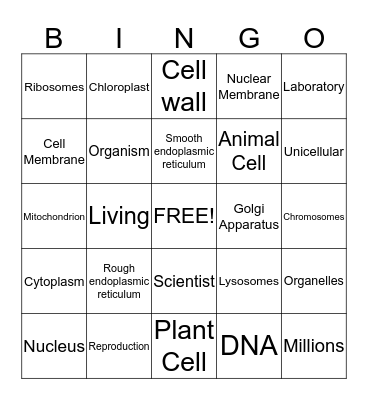 Animal and Plan Cells Bingo Card