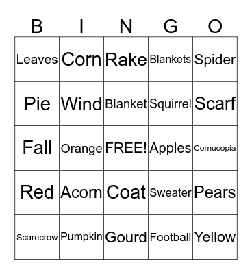 Fall Bingo Card