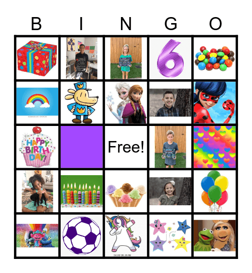 Lily's Birthday Bingo Card