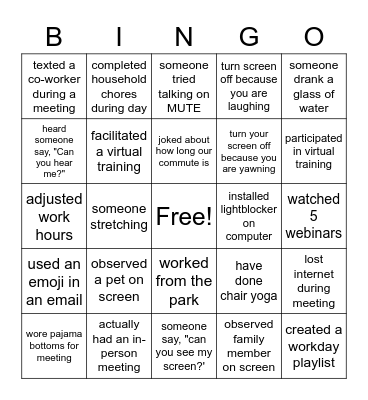 DGKHS Health Team BINGO Card