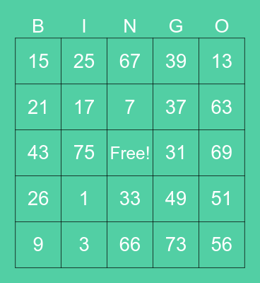 PAST PARTICIPLE Bingo Card