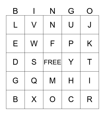 Alphabet Bingo Card