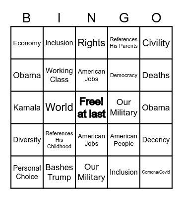 Biden Bingo! Bingo Card