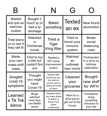 QUARANTINE BINGO Card