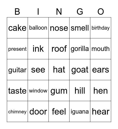 P1/1 Bingo for Friday :) Bingo Card